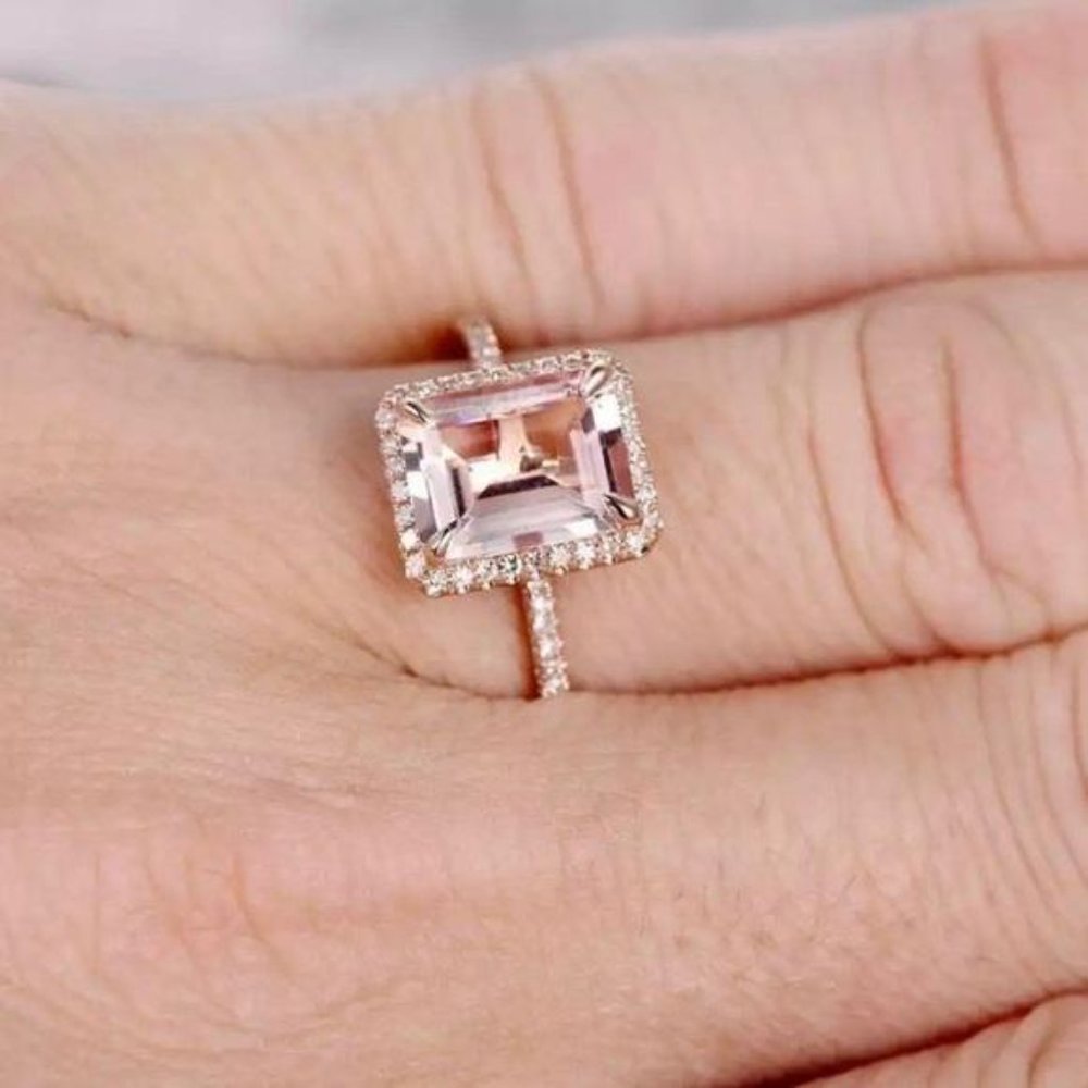 NEW 18K Rose Gold  Square Halo Ring - Picture 6 of 6